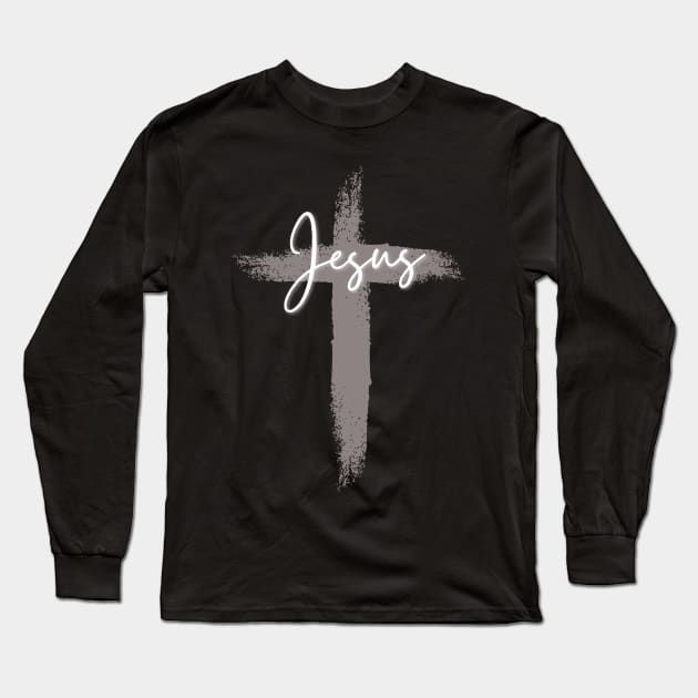 Jesus And Cross Long Sleeve T-Shirt by TheChristianStore